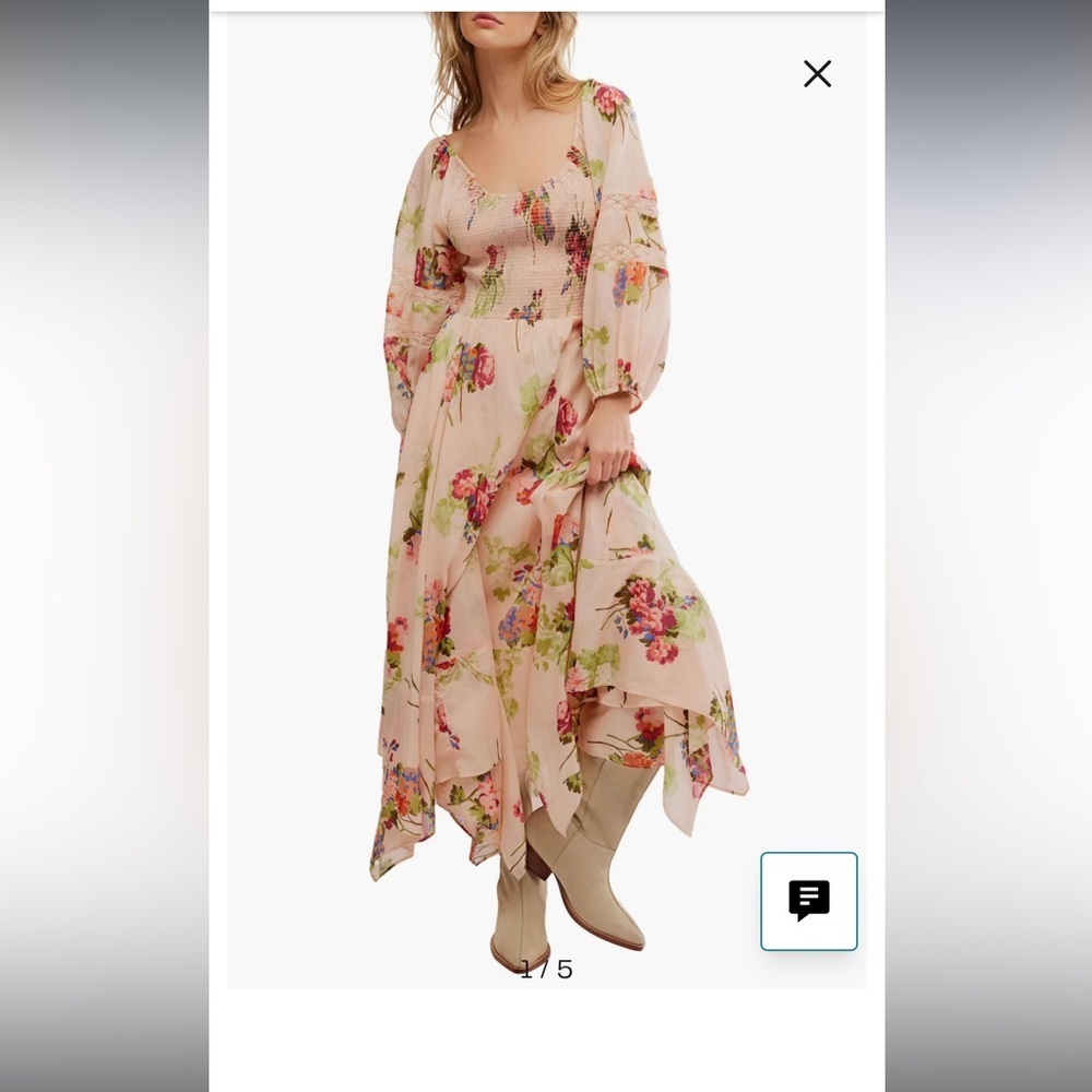 NWT Free People Morning Glory Blush Floral Maxi Dress XS/S